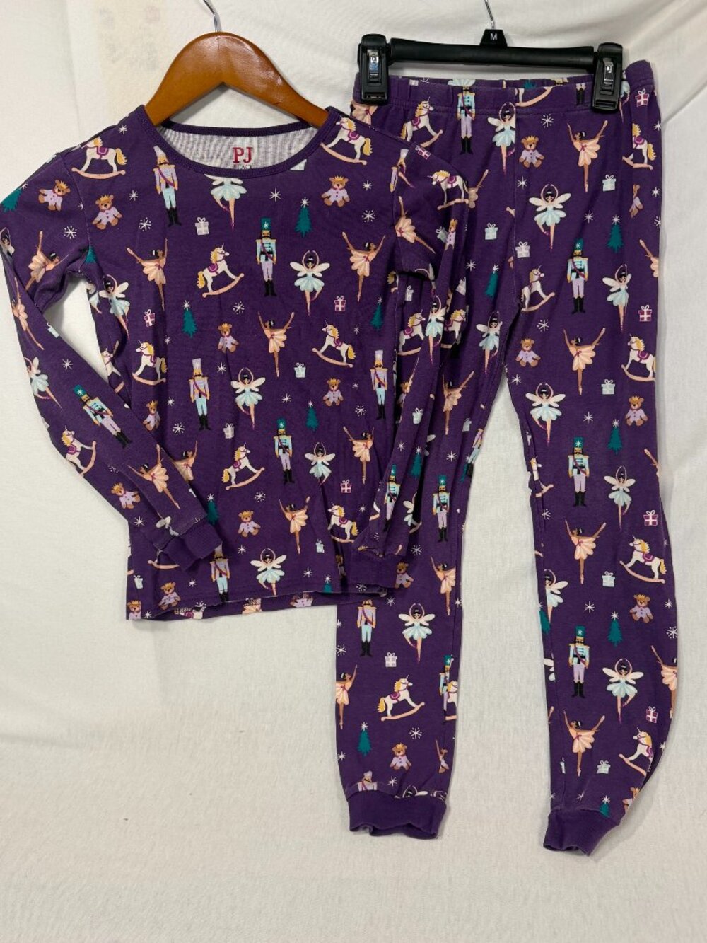 The Childrens Place Pajama Set Youth 12 Purple Cotton Holiday Nutcracker Girls